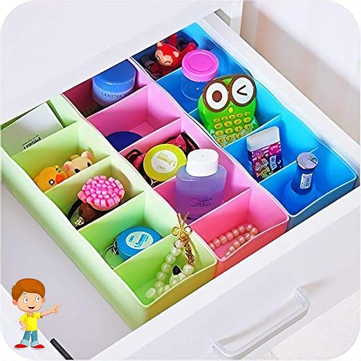 FLIPZON 3 Piece Multipurpose Storage Drawer Socks Undergarments Organizer, Plastic, Multicolor