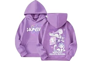 HUHJEPOLE Kpop Demon Hunters Costume Huntrix Hoodies Oversized Y2k Hip-Hop Hooded Pullover Girls Cartoon Streetwear for 2-15 Years