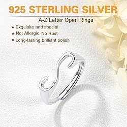 SILVERCUTE Adjustable Initial Rings for Women