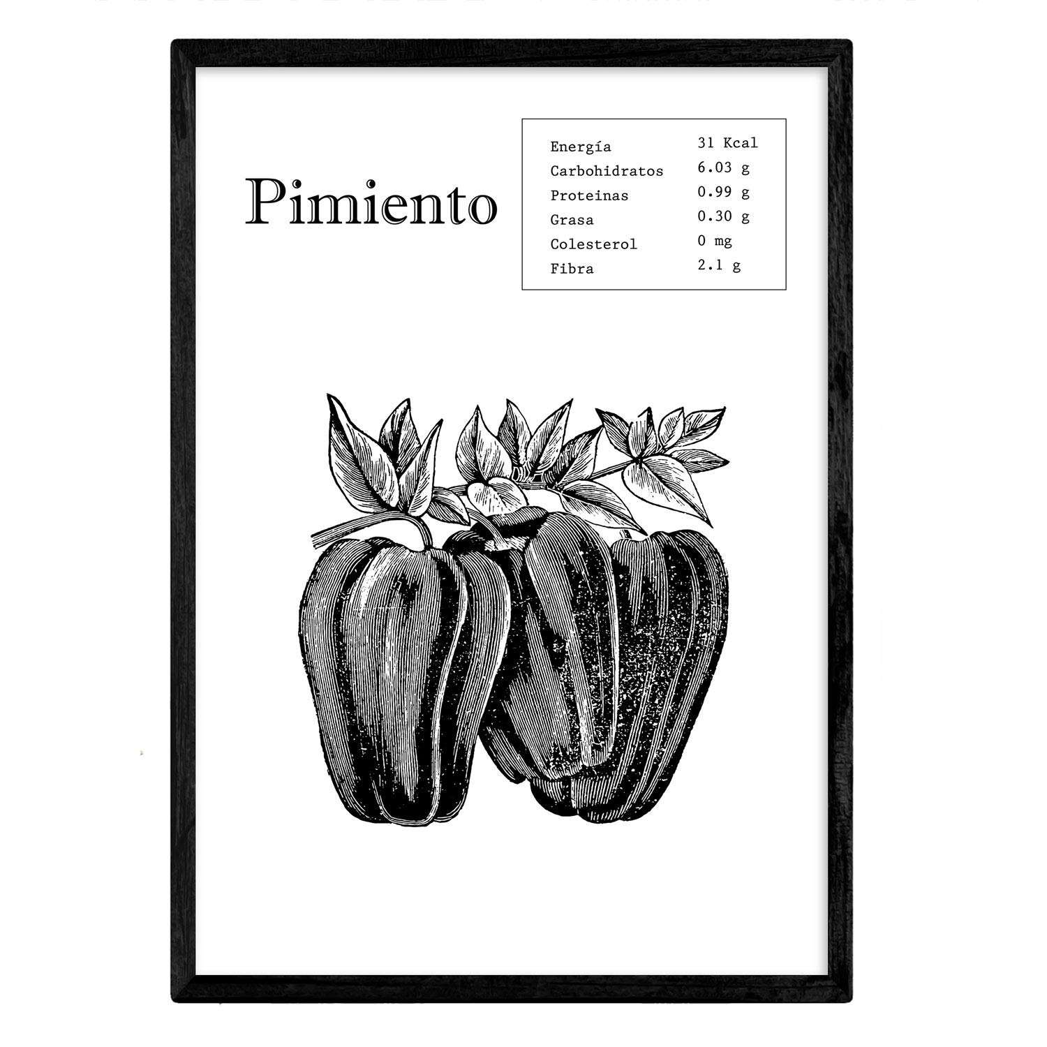 Nacnic Poster Pepper. Pictures of fruit and vegetables. A4 size