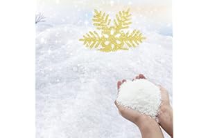 TURNMEON 30 Ounces Fake Artificial Snow Powder Christmas Tree Decorations, Sparkling Dry Plastic Faux Snowflakes for Christmas Decorations Home, Village Displays, Holiday Winter Crafts,Slime Supplies