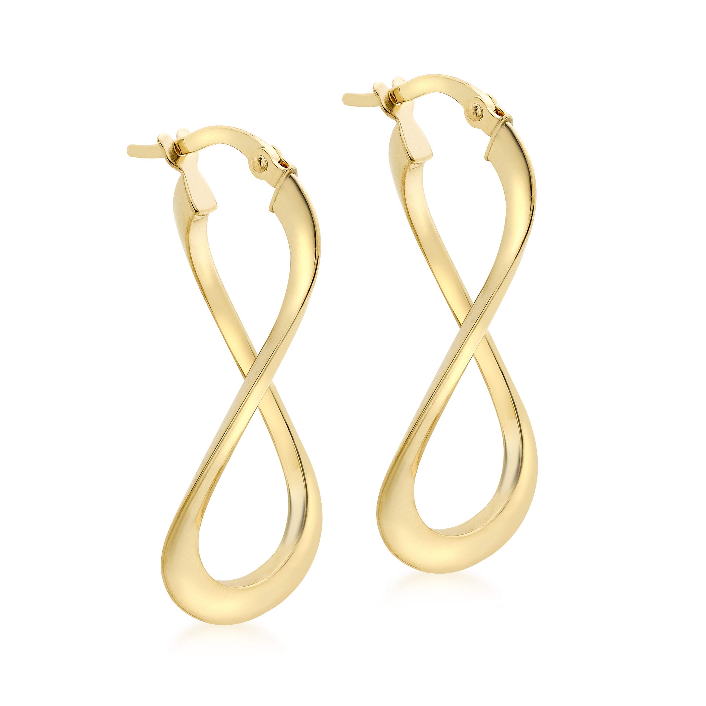 CARISSIMA Women's 18 ct Yellow Gold 16 x 32 mm Figure 8 Twist Creole Earrings