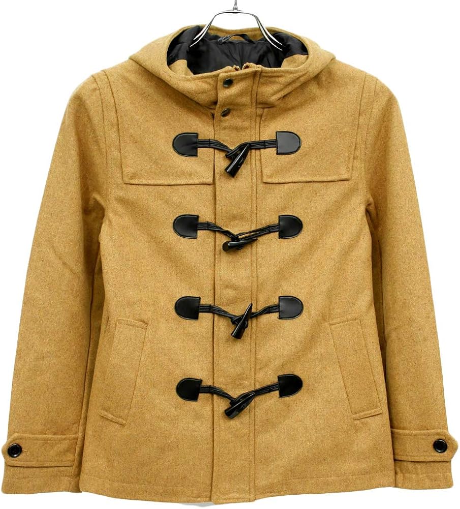 Amazon ダッフルコート メンズ 高密度 ウール メルトン ショート丈 ウールコート S キャメル コート ジャケット 通販