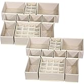 TENABORT 21 Pack Foldable Drawer Organizer Dividers Cloth Storage Box Closet Dresser Organizer Cube Fabric Containers Basket Bins for Underwear Bras Socks Panties Lingeries Nursery Baby Clothes Beige