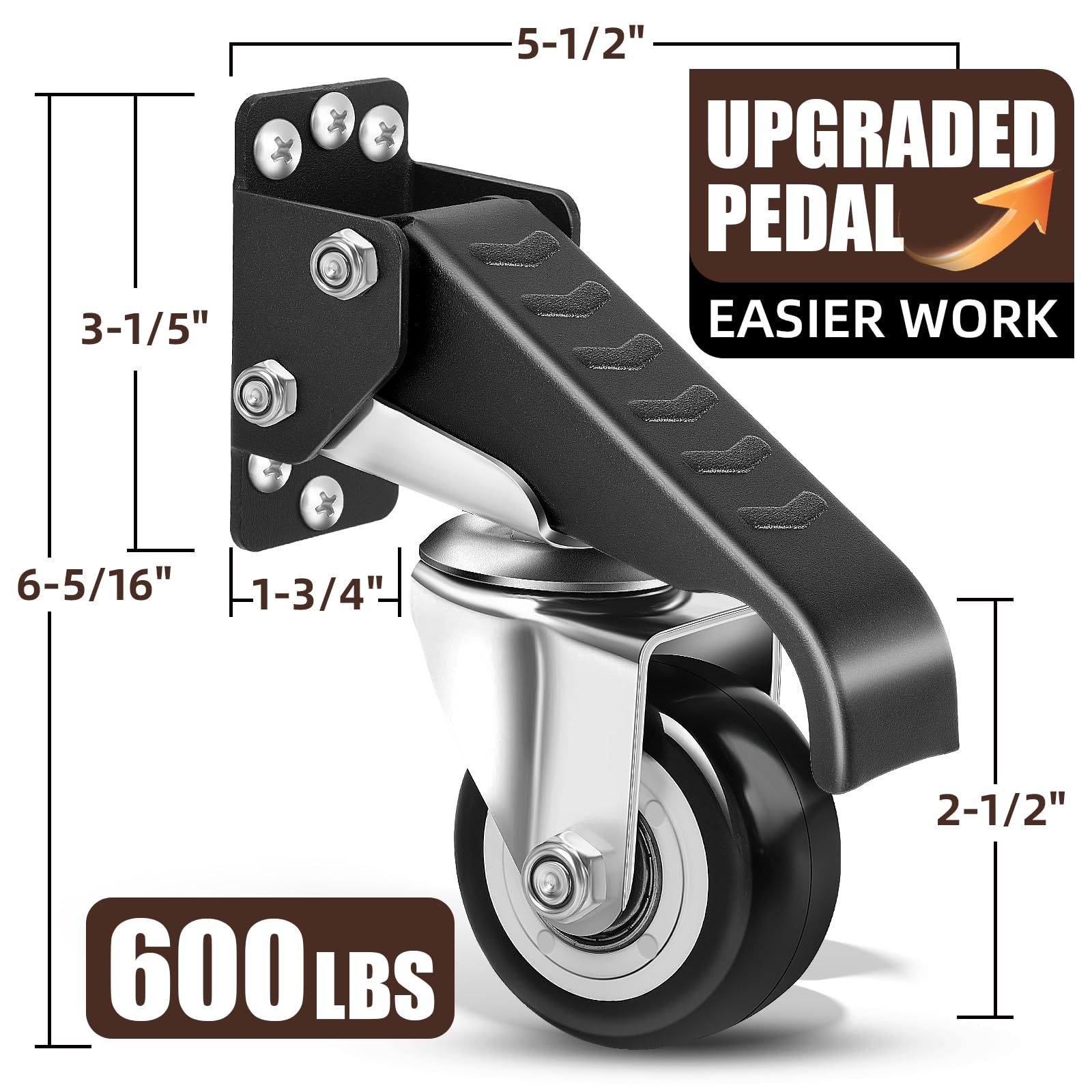 Kit De Roulettes SPACECARE Pour établi - Charge 600Lbs, Fixation Rapide, 4 Pièces Noires