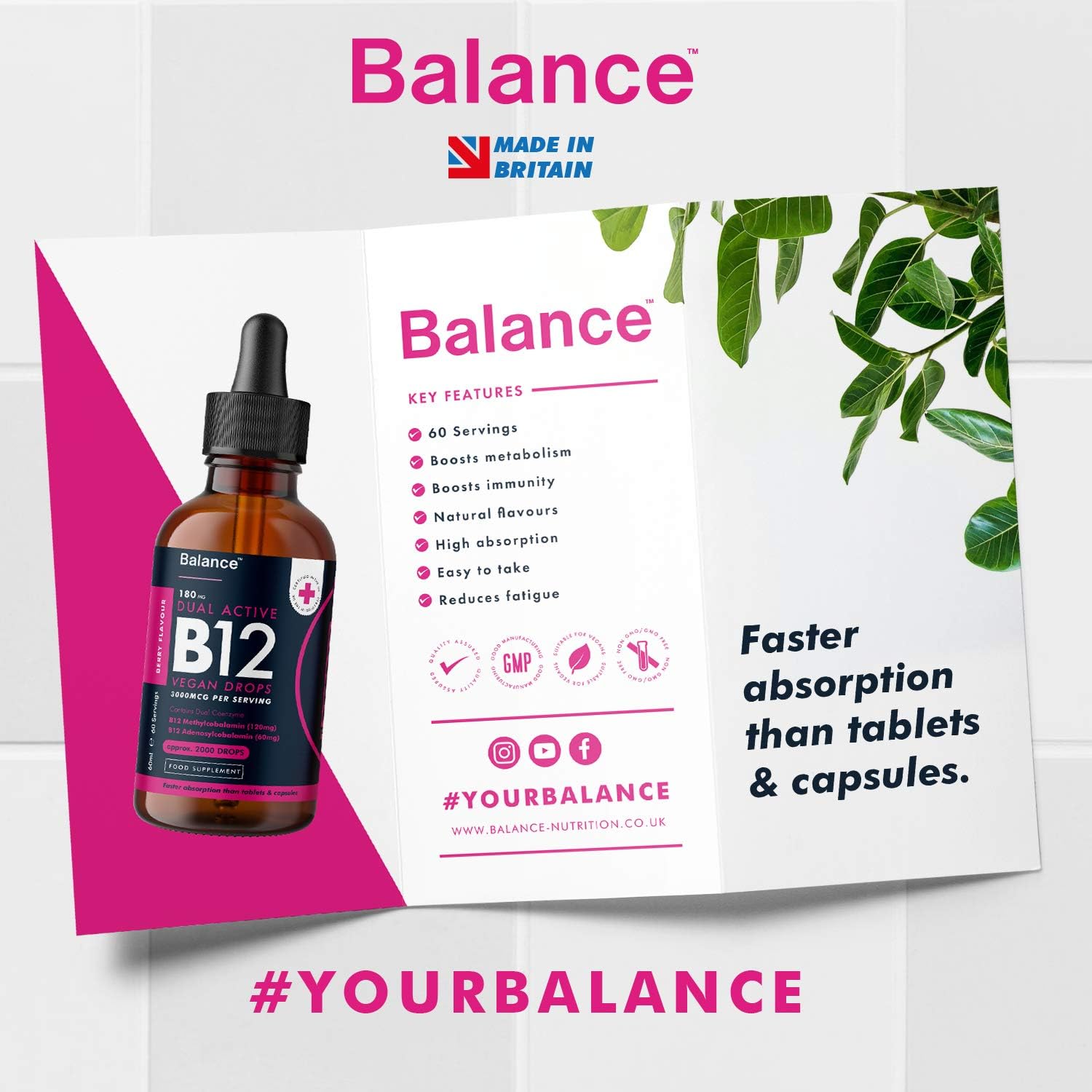 Vitamin B12 Liquid Drops, Vegan, High Strength 3000mcg, 2 Month Supply, 60 Servings, 18,000mcg per 60ml Dropper Bottle - Image 5