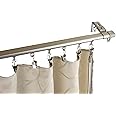 Rod Desyne Baton Draw Double Traverse Rod - Adjustable 66-120 Inch White Curtain Rod