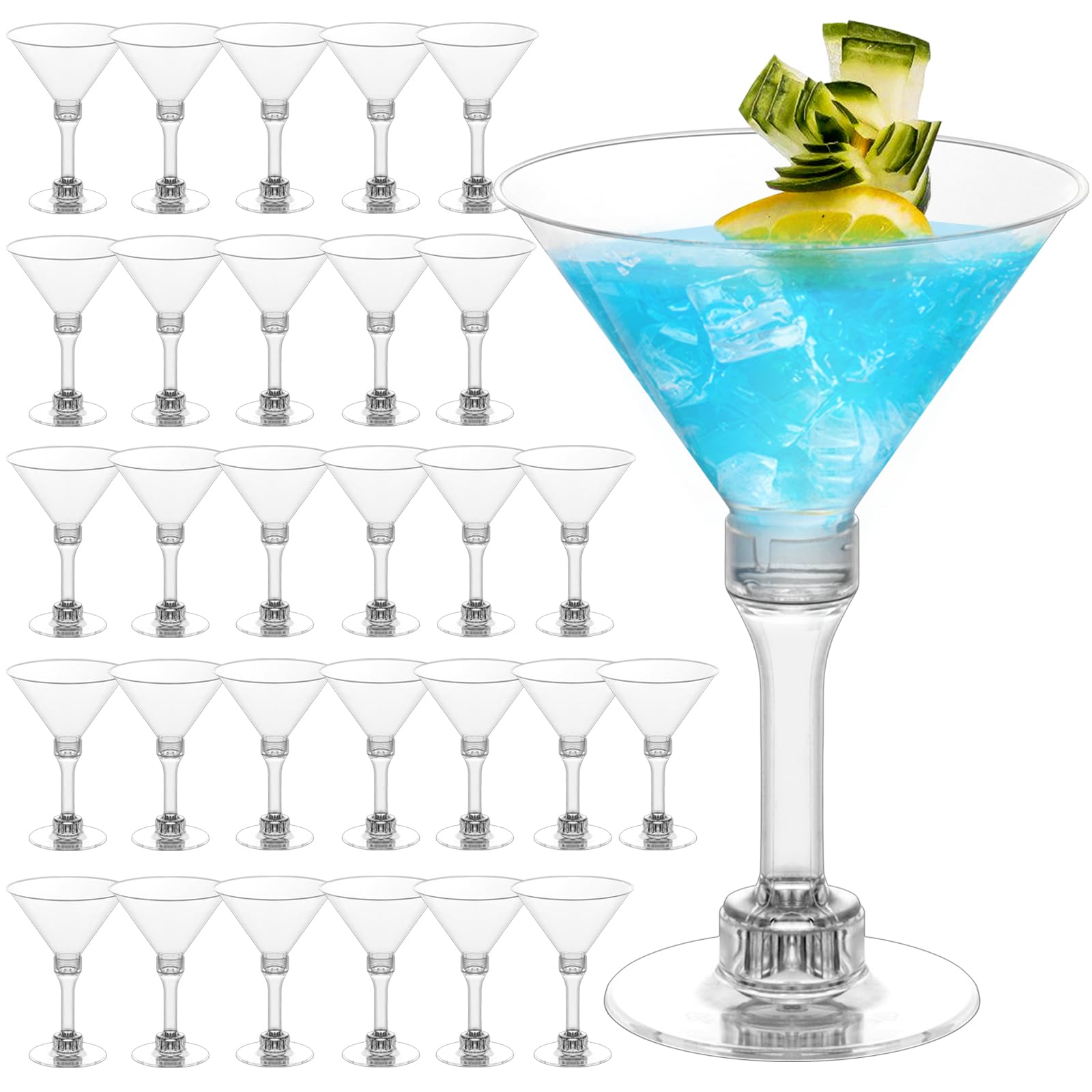 Photo 1 of Sets Plastic Martini Glasses - 5 oz Disposable Cocktail Glasses with Stem, Disposable Tall Martini Glasses for Christmas New Year Party, Wedding, Wine, Margarita, Desserts, Ice Cream, Unbreakable