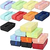 PRALB 18PCS Assorted Jewelry Gifts Boxes, Cardboard Ring Boxes With Padding Gifts Paper Boxes Jewelry Storage Cube Satin Ribbons Bowknot (9 Colors, 3.15" x 1.97" x 0.98")