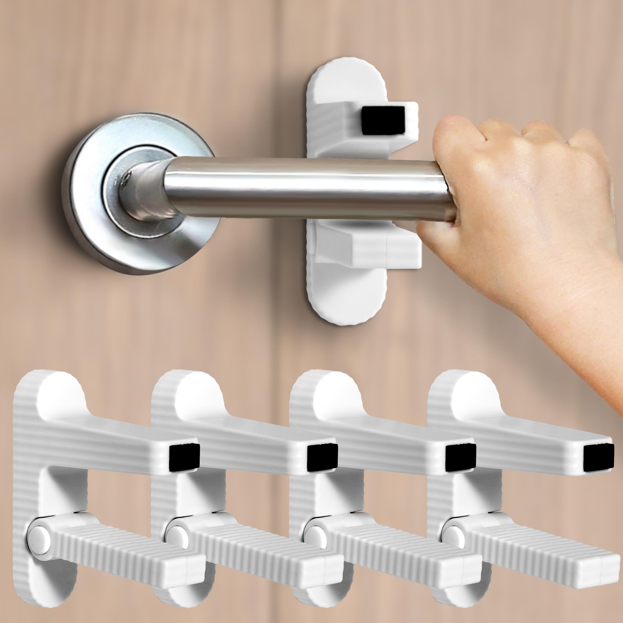 Door Lever Locks for Children and Petproof, Baby Safety Door Handle Locks, Easy to Install and Use Tools or Drill, 4 Pieces (4pcs)