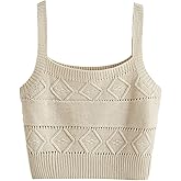 SweatyRocks Women's Sleeveless Solid Knit Straps Crop Tank Tops