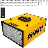 DEWALT Air Filtration System Dust Collector for Woodworking DWXAF101 | 3-Speed Hanging Ceiling Dust Collection Systems Remote Control 4 Modes 8H Time Setting 2 Stage Filtration for Garage/Workshop