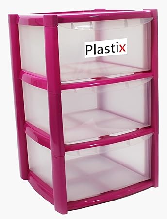 Large 3 Tier Drawer Plastic Draw Storage Trolley Tower Unit Home