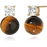 LOYATA Gold Stud Earrings for Women-Diamond Crystal Ball Stud Earrings 14K Gold Plated/925 Sterling Silver Post Hypoallergenic Small Statement Earrings for Women Jewelry Gifts