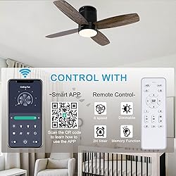 Ohniyou Ceiling Fan with Lights - 38'' Small Flush