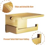 HITSLAM Brushed Gold Toilet Roll Holder with Phone Shelf SUS 304 view 3