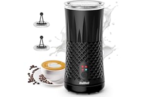 DALLFOLL Milk Frother, 4-in-1 Milk Frother and Steamer Electric, Hot and Cold Milk Foam Maker for Coffee, Latte, Cappuccino Silent Operation, Automatic off, Black