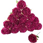 Fqueelvys Artificial Peonies 16pcs Artificial Flowers Peony Silk Flower Heads with Stem Purple Fake Flowers Peonies Faux Flowers Realistic Flowers for Home Wedding Party Festival Decor (Purple)