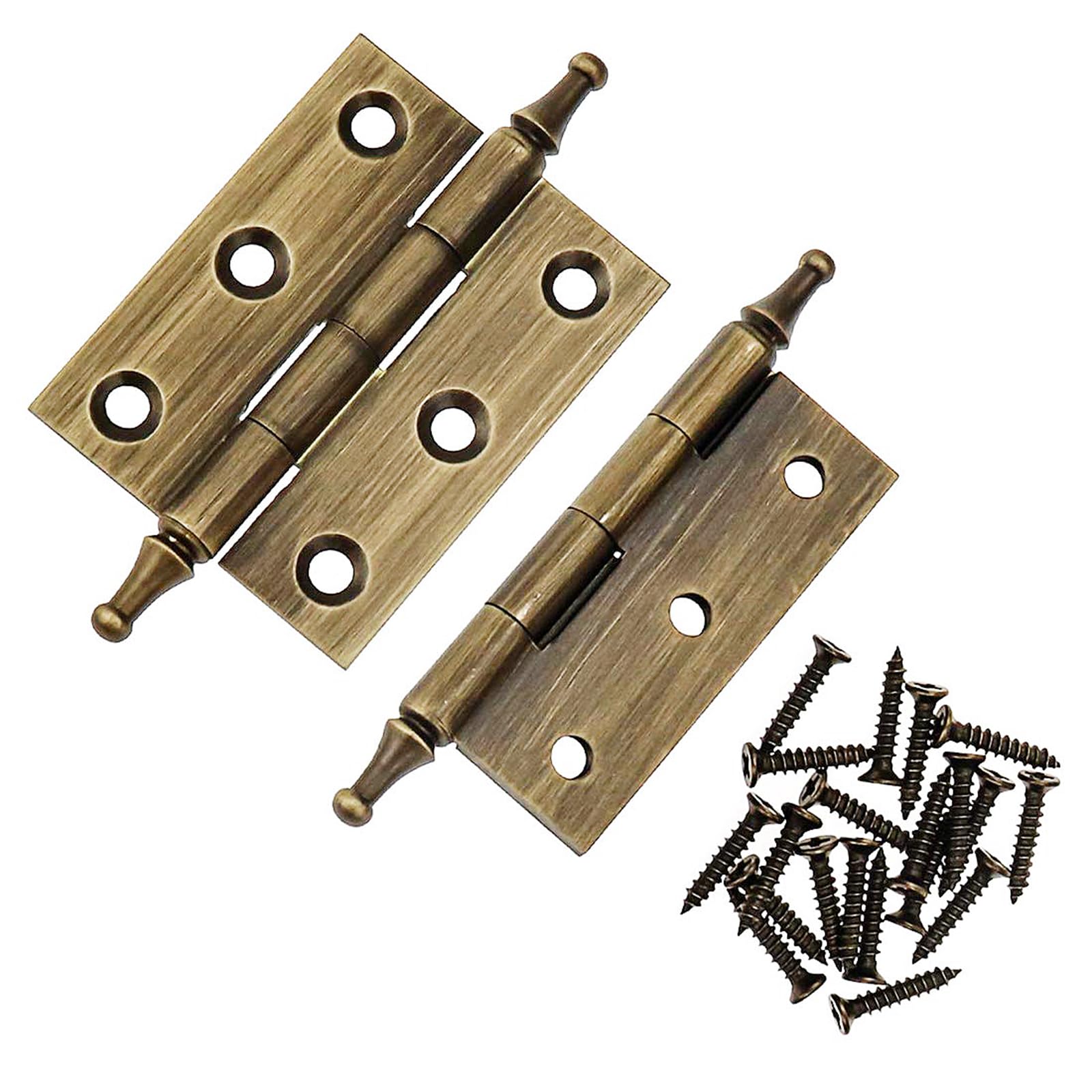 Photo 1 of 2 Inch Folding Butt Hinges 2Pcs, 2.95 Inch Shaft, Brass Cabinet Door Hinges with Ball Finials for Drawers, Wardrobes & Wooden Boxes, Antique Oil Rubbed Bronze, 1.97 x 1.54 Inch Mounting Plate
