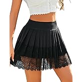 Avidlove Womens Pleated Skirt Lace Mini Skirts Sexy High Waist Short Going Out Skirt
