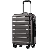 Coolife Luggage Suitcase Carry-on Spinner TSA Lock USB Port Expandable (only 28’’) Lightweight Hardside Luggage (Gray, S(20in_carry on))