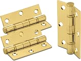 XFORT 3 Inch Polished Brass Ball Bearing Hinges 75mm 1.5 Pair view 8