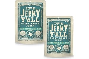 It's Jerky Y'all Vegan Jerky SEA SALT & PEPPER - Beyond Tender and Tasty Vegan Snacks - High Protein, Low Carb, Non-GMO, Gluten-Free, Vegetarian, Whole30 (2-Pack)