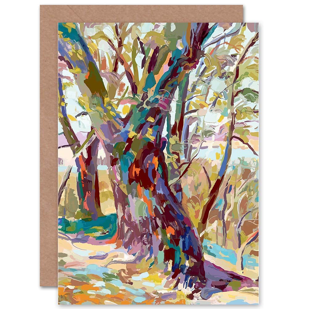 Wee Blue Coo ABSTRACT TREE FOREST IMPRESSIONIST BLANK GREETINGS BIRTHDAY CARD ART