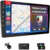 Haudio 9-Inch Double-DIN Android Car Stereo, Wireless Apple CarPlay and Android Auto, 2GB RAM, 64GB Storage, Bluetooth, Backup Camera, GPS Navigation, Wi-Fi, FM/AM/RDS Radio, 1280 x 720 Touchscreen
