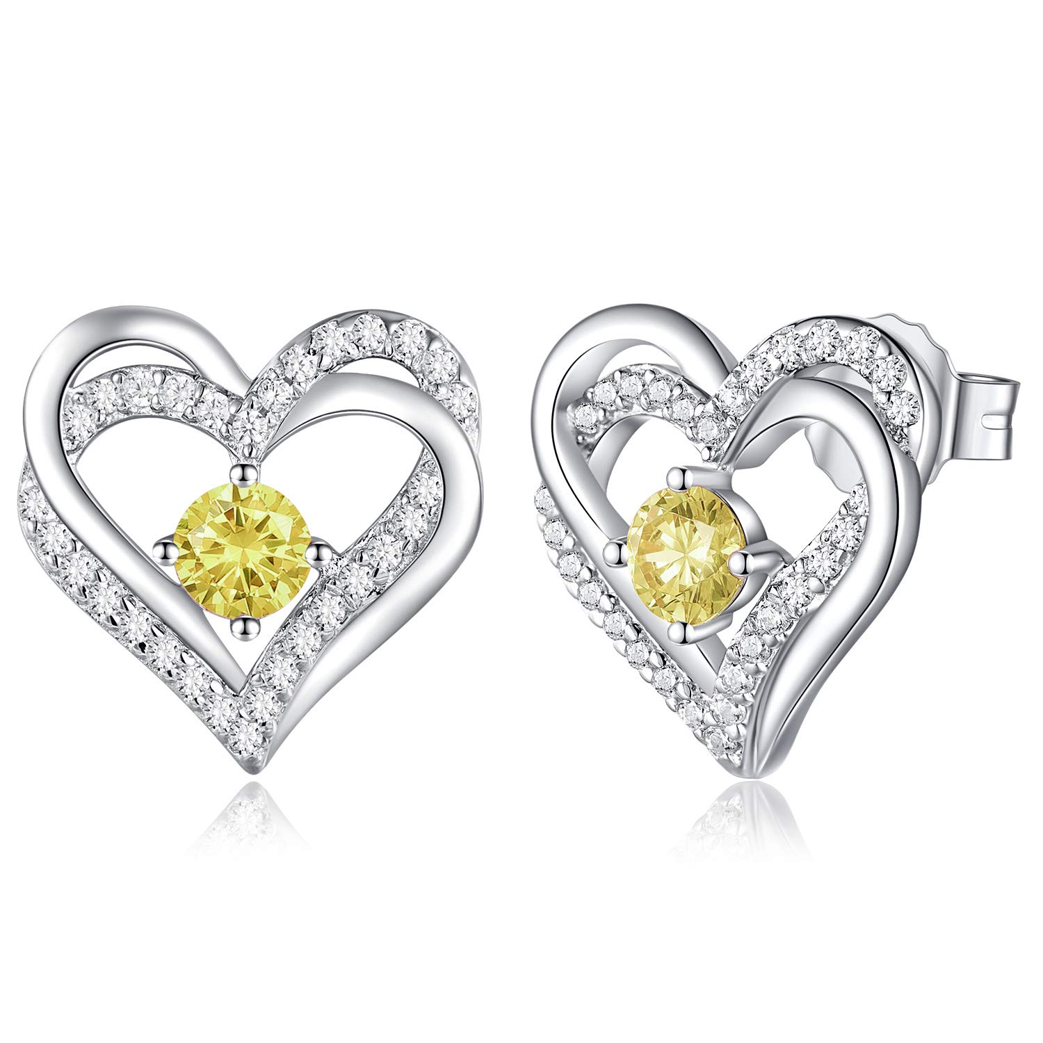 CDE Women Earrings 925 Sterling Silver Heart Stud Jewellery for Women Christmas Anniversary Birthday Jewelry Gifts for Her