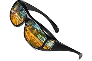 SHEEN KELLY Polarized Night Vision Glasses Driving Men Women Fit Over Prescription Eyewear Wrap Arounds Sunglasses Yellow Lens UV400