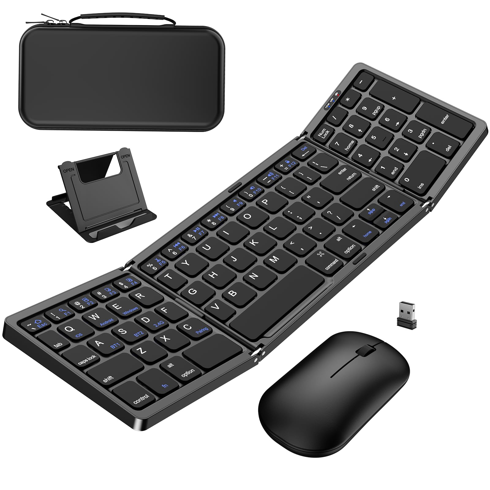 Photo 1 of ***MISSING USB***Foldable Keyboard and Mouse, Folding Wireless Keyboard Mouse Combo with Portable Case, Rechargeable 2.4G Wireless+Bluetooth Multi-Device Combo for Windows, iOS, Android, macOS PC/Laptop/Tablet***MISSING USB***