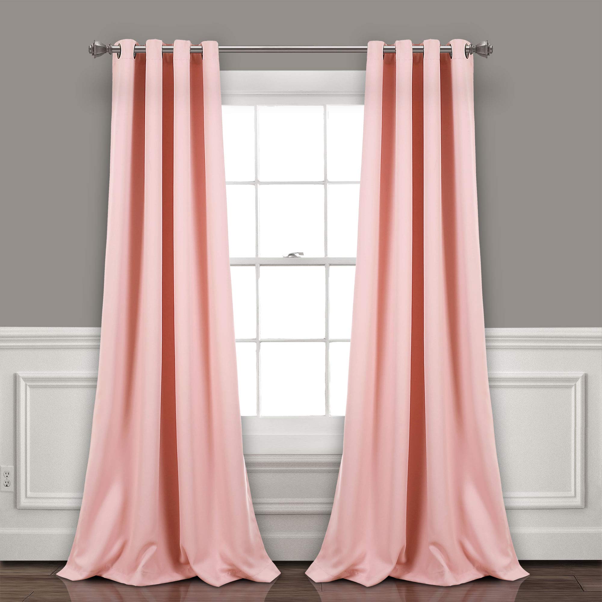 Lush Decor Insulated Grommet Blackout Curtains Panel Pair, 52" W x 84" L, Pink — image 1