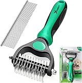 Candure Dematting Comb for Dogs Cats 2 in 1 Double Sided Stainless Steel Rake