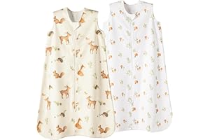 david's kids Micro Fleece Baby Sleep Sack 6-12 Months, Warm Baby Wearable Blankets with 2-Way Zipper, 2 Pack Sleeping Bags for Infant Newborn Boys Girls Neutral, Medium Size, Forest/Woodland Animals