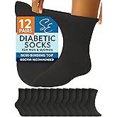 Special Essentials Diabetic Socks for Men & Women – 12 Pairs of Non-Binding Moisture-Wicking Neuropathy Socks – Ankle Length
