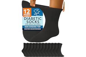 Special Essentials Diabetic Socks for Men & Women – 12 Pairs of Non-Binding Moisture-Wicking Neuropathy Socks – Ankle Length