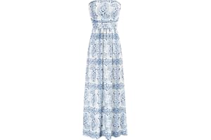 GRACE KARIN Women Strapless Casual Loose Ruched Long Maxi Dress with Pockets