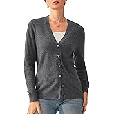 KVSS Women's 100% Pure Cashmere Cardigan Sweaters V Neck Machine Washable Button Up Sweater Cardigan Long Sleeve for Winter