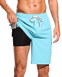 SILKWORLD Mens Bathing Suits with Compression Liner