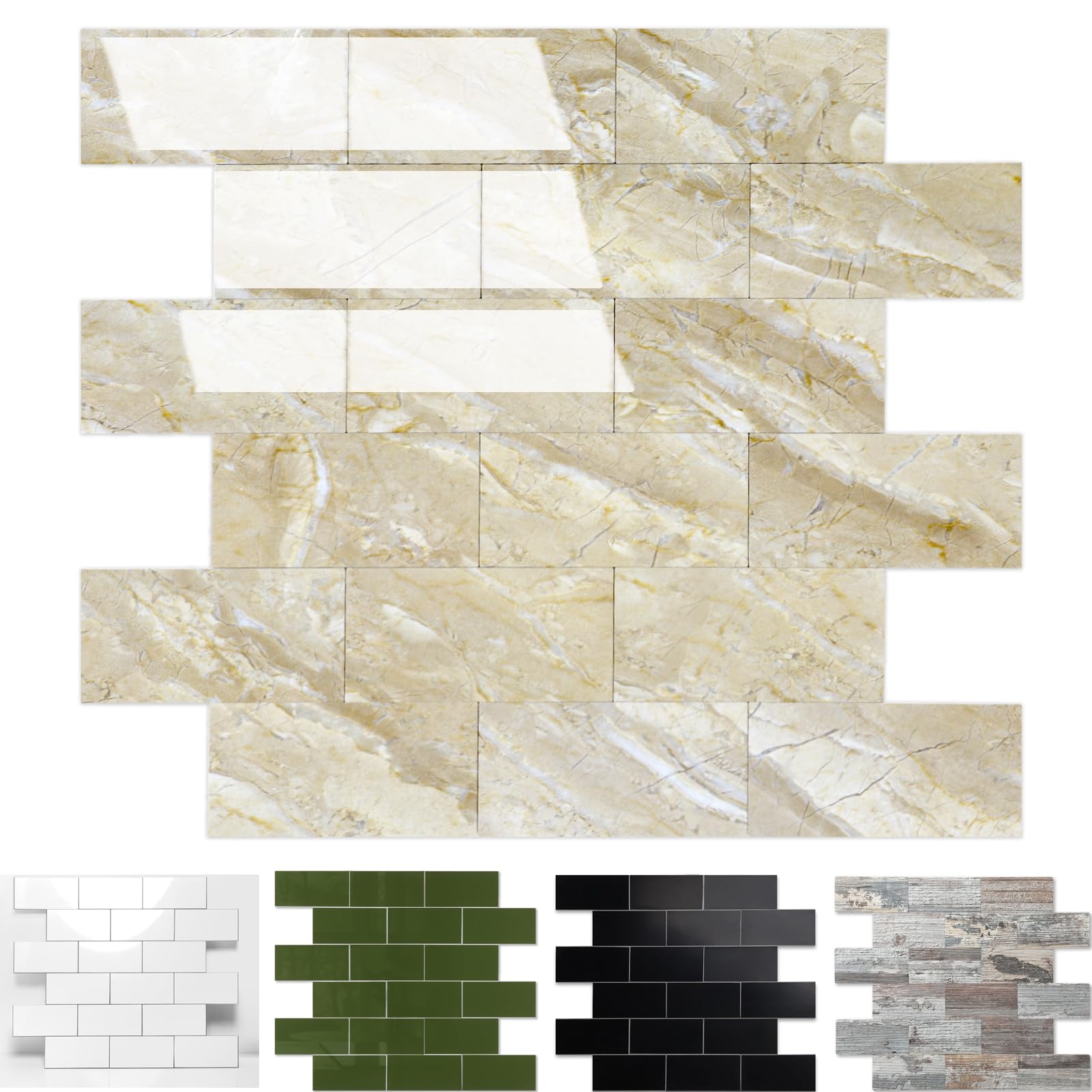 Photo 1 of 20-Pack Peel and Stick Tile Backsplash 12"X12" PVC Wall Tiles, Stick on Backsplash for Kitchen, Bathroom Tile, Fireplace Décor, Laundry Table, Stair Decals in Vintage Polished Beige