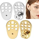 4PCS Durable Earring Lifter Backs for Heavy Earrings, for Heavy Earring Lock Earring Back, Large and Secure Earring Backs Lifters, Firm Support, 18K Gold and White Gold