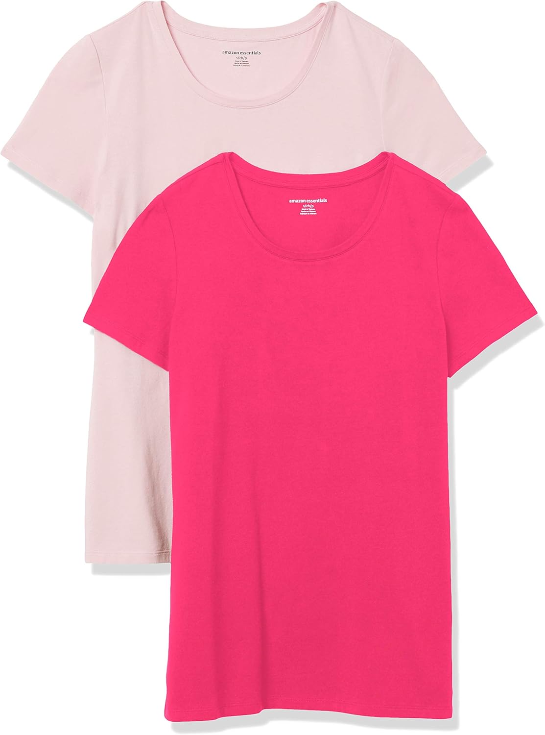  Essentials Women's 2-Pack Classic-Fit Short-Sleeve Crewneck T-Shirt: Clothing