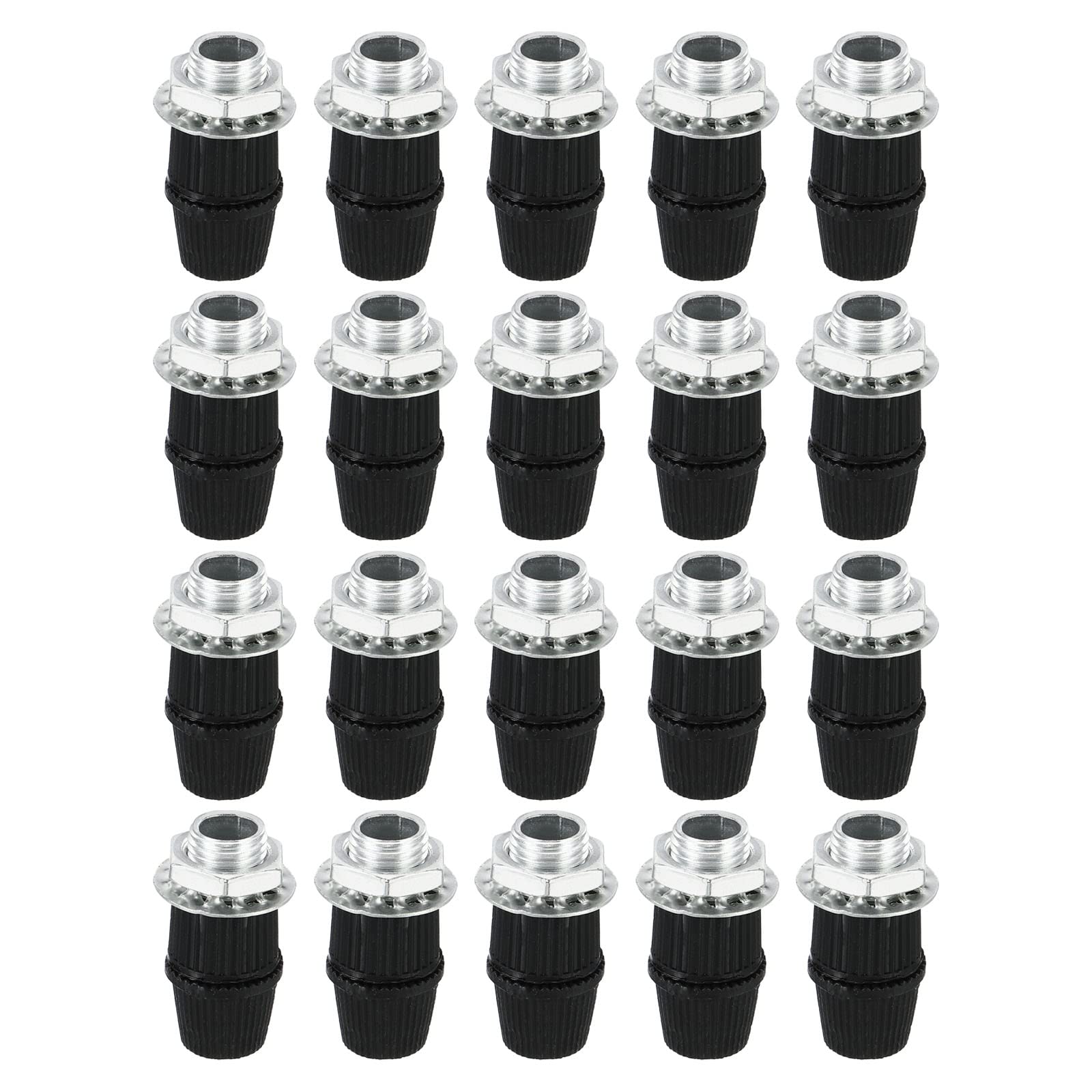 PATIKIL Lighting Cord Grips Connector, Carbon Steel Light Cable Glands with Threaded Pipe, 20Pcs for Wiring Hanging Light Ceiling Pendant Lamp, Black