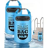 2 Pack 50lb Heavy Duty Pool Ladder Weights, Universal Above Ground Pool Step Sand Bags with Handles, 500D PVC Durable Waterproof & Foldable Sandbags for Swimming Pool Stairs (Sky Blue)