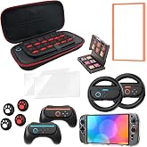 Accessories Bundle for Nintendo Switch 2, 16 in 1 Case Kit | Carrying case, screen protectors, console cover, Joy-Con grips, steering wheels, thumb caps, game card case