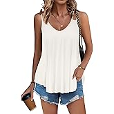 Zeagoo Womens Loose Tank Tops Flowy Backless Camis Tanks Shirt, 2-White, Medium, Tanks