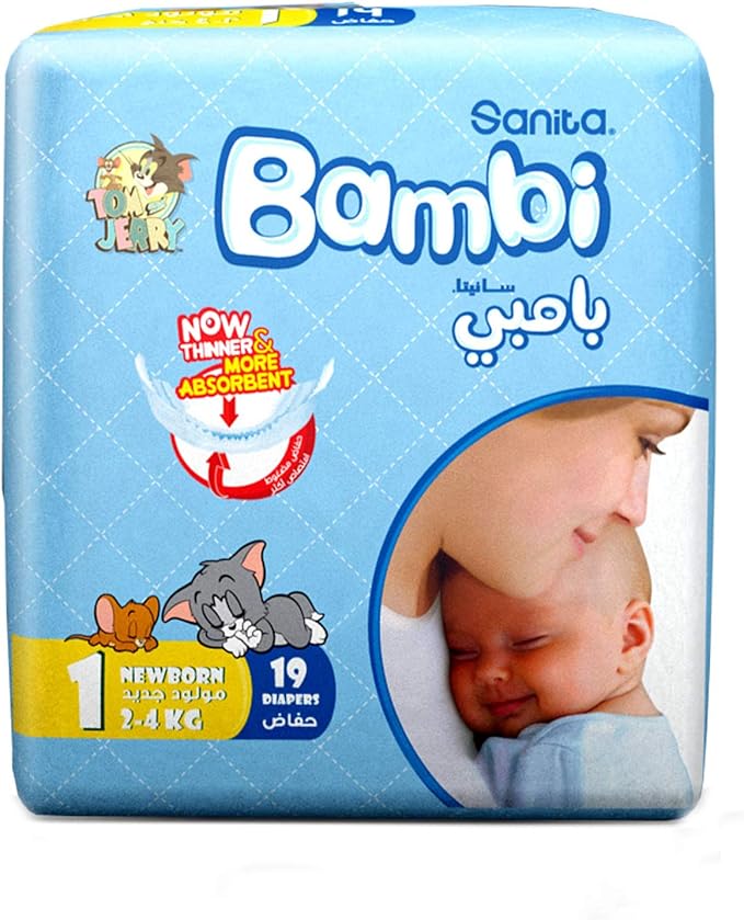 Sanita Bambi Baby Diapers Regular Pack Size 1, New Born, 24 KG, 19