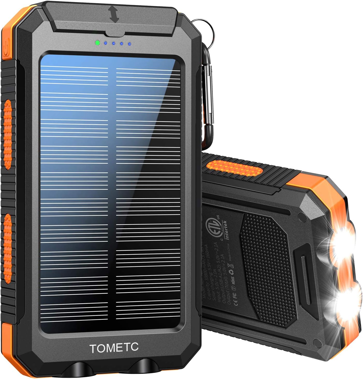 Solar Power Bank 33800mAh Portable Solar Charger 5V3.1A,18W