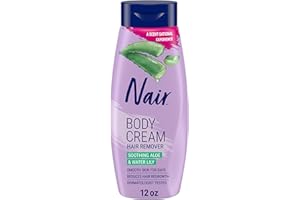 Nair Body Cream Hair Remover, Soothing Aloe and Water Lily, Dermatologist Tested Body Hair Removal Cream, with Evolved Ingredients, 12 Oz - Amazon Exclusive Size